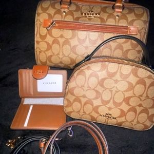 Coachset Rowan signature canva & Serena signature canvas shoulder &satchel bags